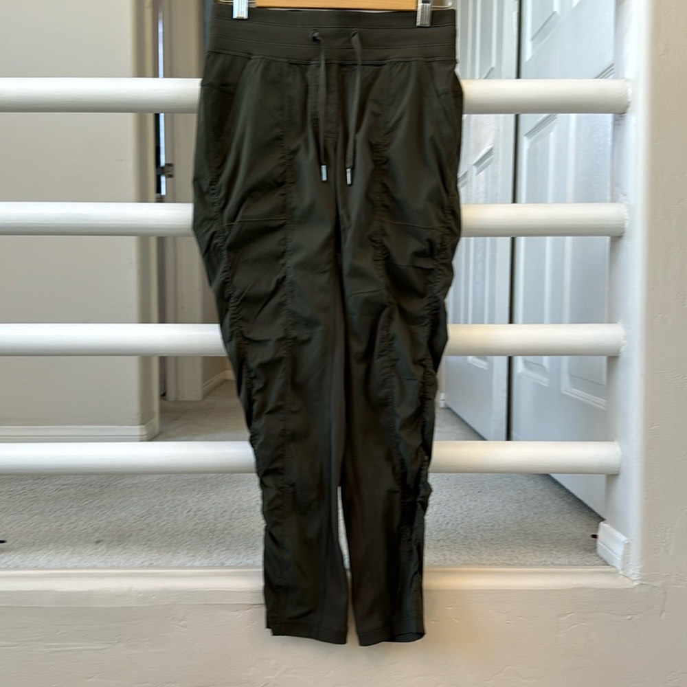 lululemon athletica Street to Studio Olive Green Ruched Jogger Pants